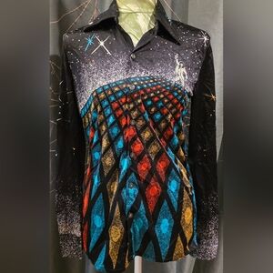 Colorful Graphic Button-Up Shirt